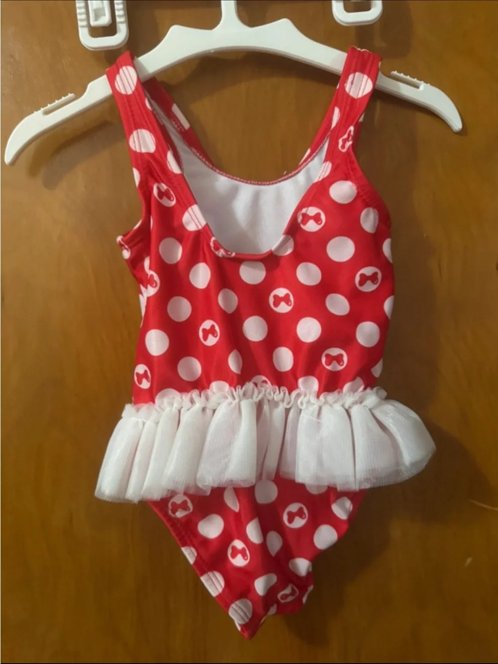 Disney Red and White Minnie Mouse Polka Dot One-Piece Swimsuit